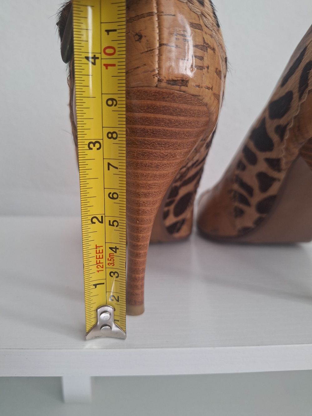 Naughty Monkey "Corkit" Leopard Cowhide Pumps | Vintage Y2K Cork Stiletto Buckle - Picture 6 of 8